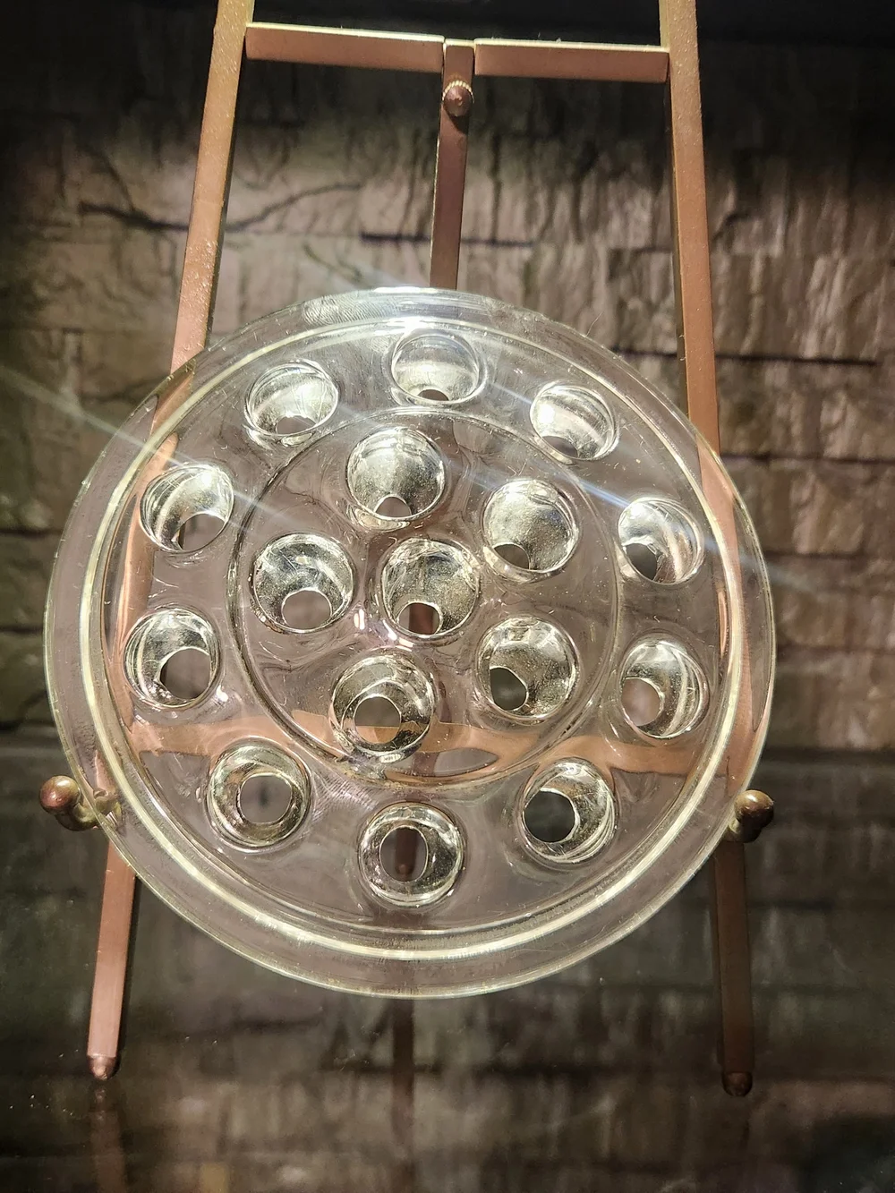 Vintage Clear Glass Flower Frog Vase Insert 16 Holes 5.25
